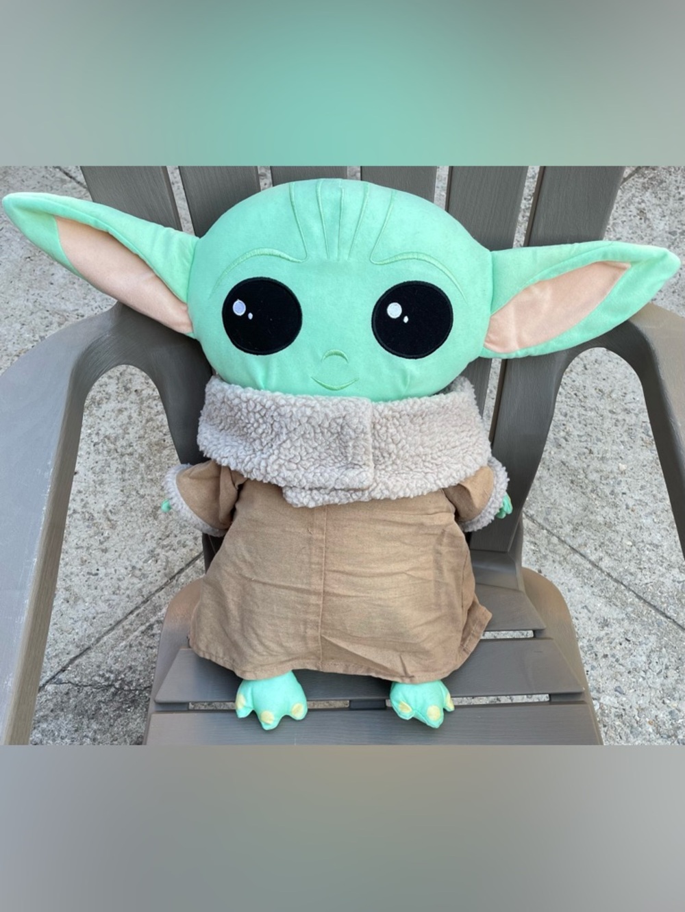 Plush Green Grogu - Baby Yoda Doll with Tan Coat